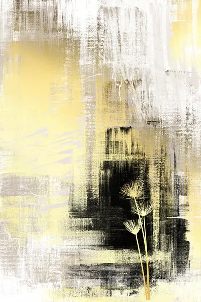 Elegant Gold Dandelions, wall art by Sally Ann Moss