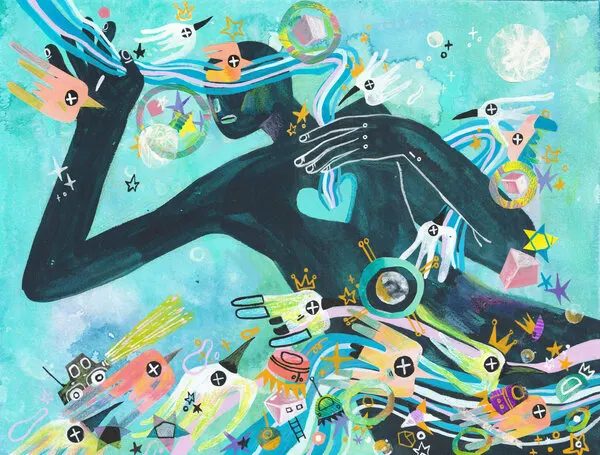 Ethereal Figure and Birds, wall art by Changyu Zou