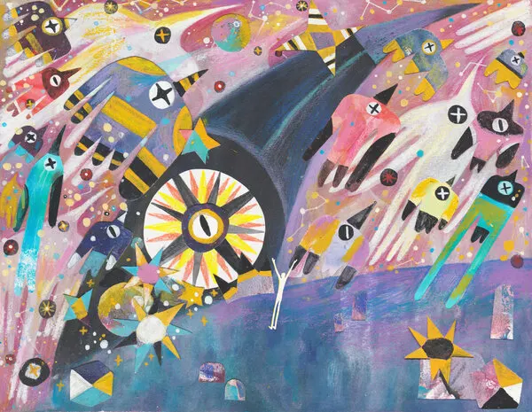 Whimsical Cosmic Birds, wall art by Changyu Zou