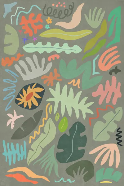 Playful Botanical Shapes, wall art by amini54
