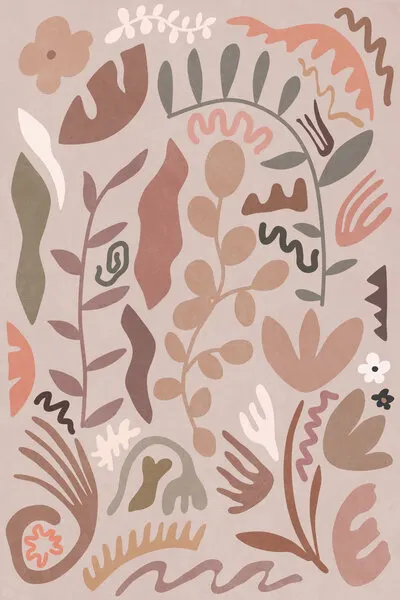 Earthy Botanical Shapes, wall art by amini54