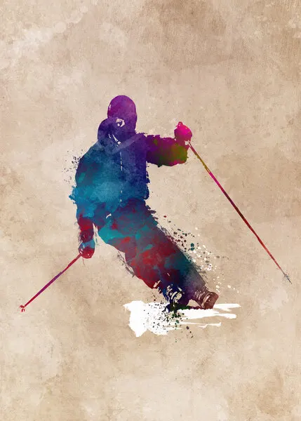 Watercolor Ski Action, wall art by Justyna Jaszke