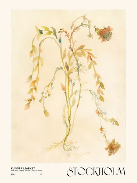 Watercolor print collection. Flower market - Stockholm, wall art by NKTN