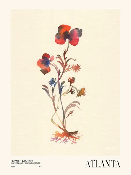 Watercolor print collection. Flower market - Atlanta, wall art by NKTN