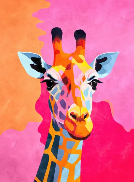 Vibrant Pop Art Giraffe, wall art by Andrea Haase