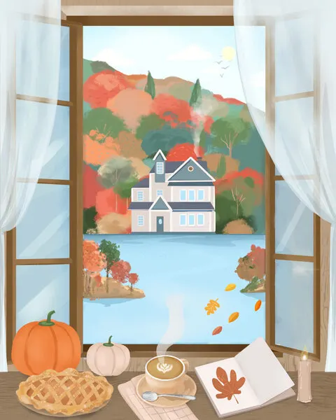 Autumn Cottage, wall art by Petra Lizde