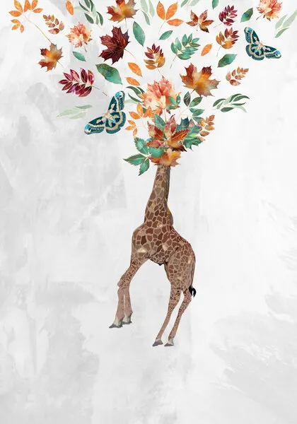 Whimsical Autumn Giraffe, wall art by Sarah Manovski