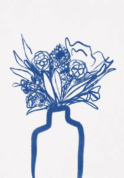 Blue Vase Bouquet, wall art by Athene Fritsch