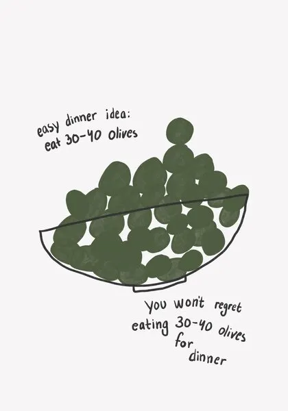 Olive Dinner Delight, wall art by Athene Fritsch