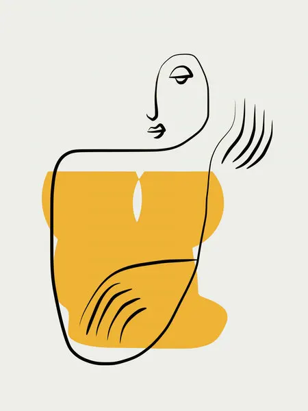 Golden Abstract Figure, wall art by Little Dean