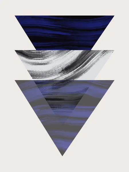 Abstract Blue Triangles, wall art by Little Dean