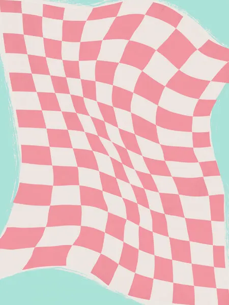 Wavy Pink Checkerboard, wall art by Little Dean