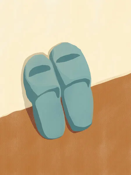 Cozy Blue Slippers, wall art by Little Dean