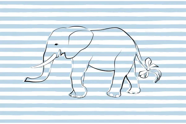 Striped Elephant with Bow, wall art by Martina