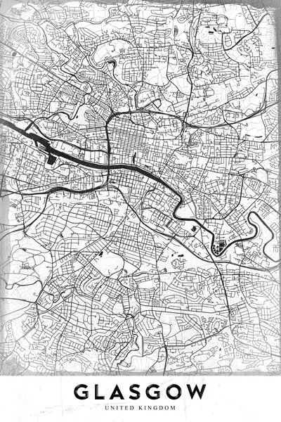 Glasgow City Map, wall art by StudioSix