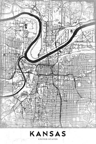 Kansas City River Map, wall art by StudioSix