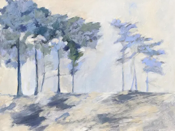 Misty Forest Trees, wall art by Claire Whitehead
