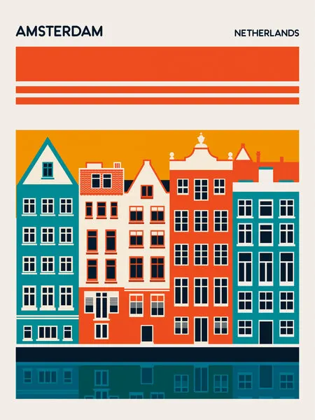 Amsterdam Canal Houses, wall art by Retrodrome