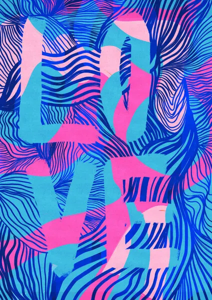 Colorful Love Waves, wall art by Baroo Bloom