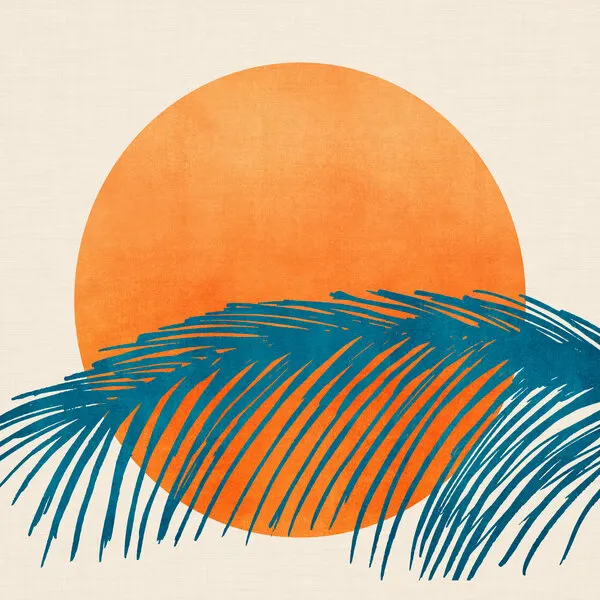 Retro Tropical Sunset, wall art by Kristian Gallagher