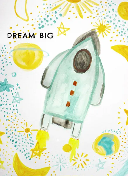 Dream Big Rocket, wall art by Gemma Bardot