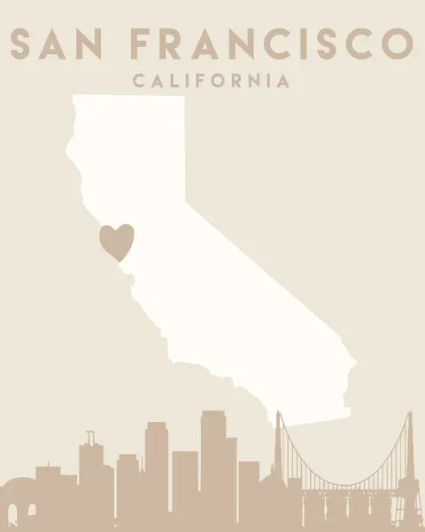San Francisco California Map, wall art by Emiliano Deificus