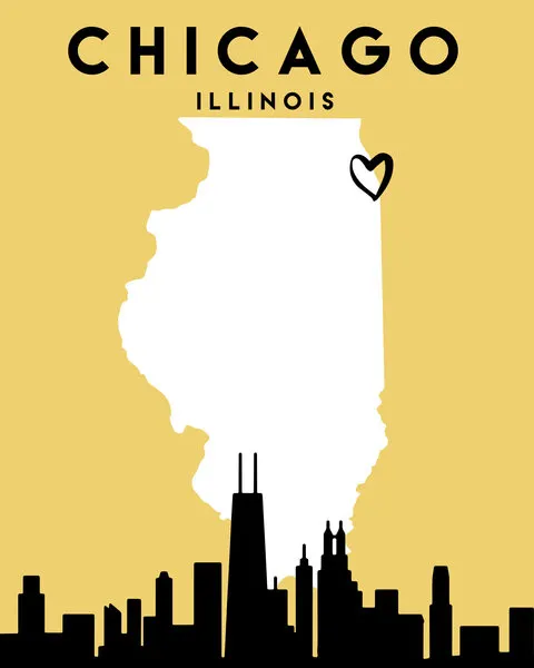 Love Chicago Illinois Map, wall art by Emiliano Deificus