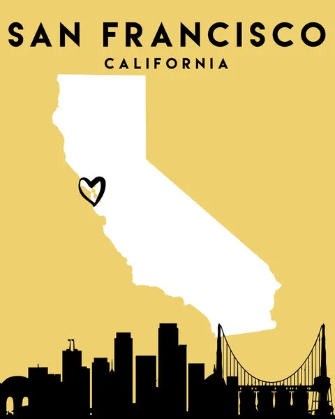 San Francisco Skyline Map, wall art by Emiliano Deificus
