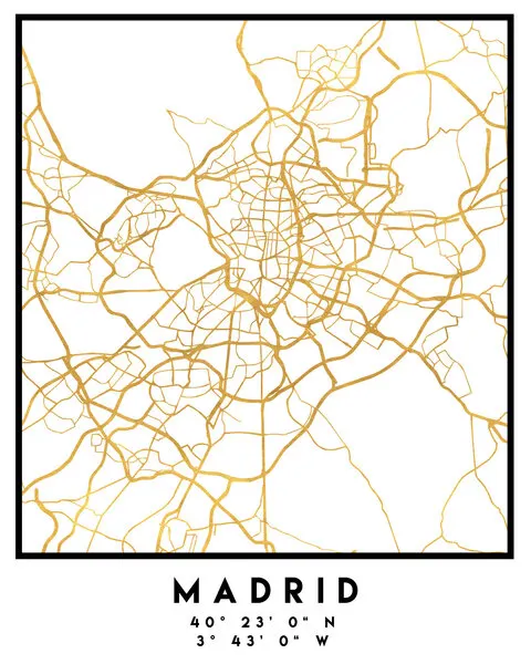 Golden Madrid Map, wall art by Emiliano Deificus