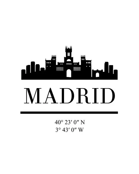 Madrid Skyline Coordinates, wall art by Emiliano Deificus
