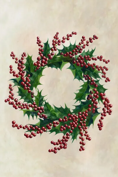 Traditional Holly Wreath, wall art by Rosana Laiz Blursbyai