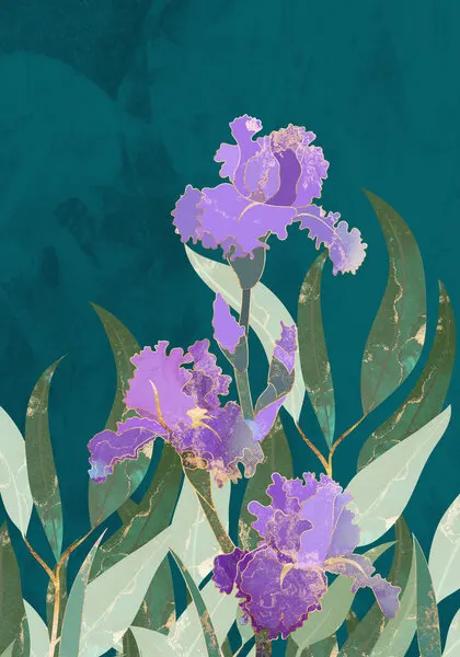 Gilded Iris Garden, wall art by Sarah Manovski