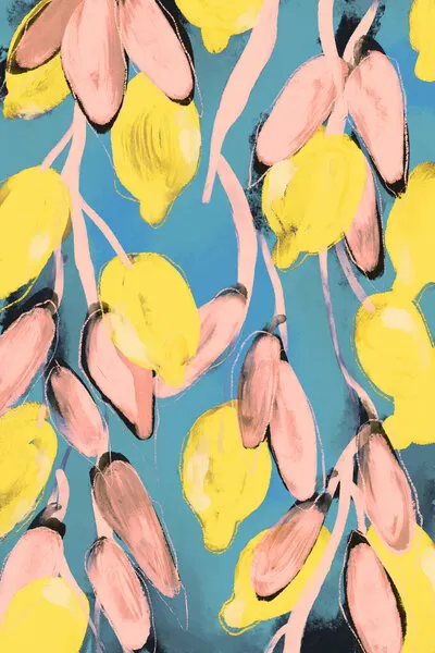 Petals in Blue, wall art by Treechild
