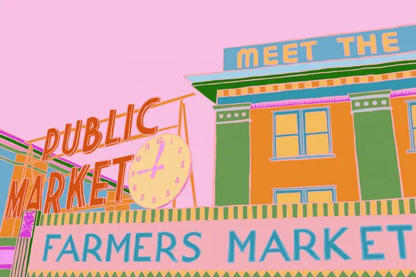 Retro Farmers Market, wall art by Vibrant Vacationer (Audra)