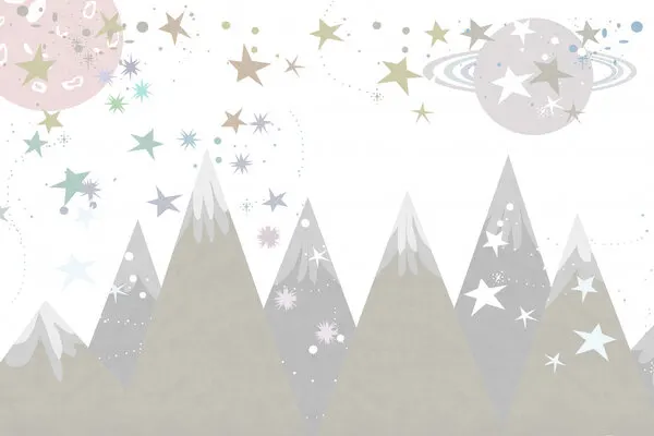 Whimsical Starry Mountains, wall art by casa cartissi