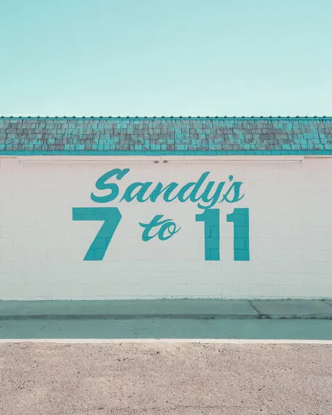 Sandy's 7 to 11 in Marfa, Texas, wall art by Tom Windeknecht