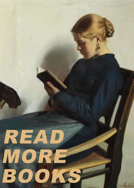 Pensive Woman Reading Book, wall art by The Art Concept