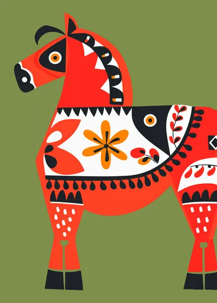 Vibrant Folk Horse, wall art by Andreas Magnusson