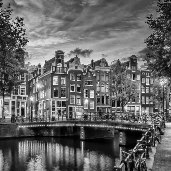 Amsterdam Canal Night, wall art by Melanie Viola