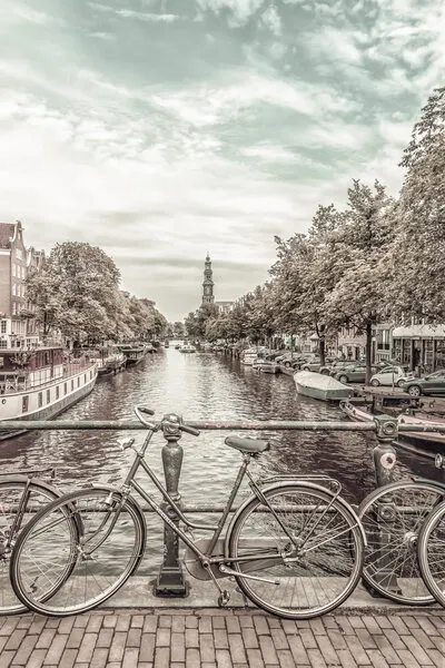 Amsterdam Canal Bicycles, wall art by Melanie Viola