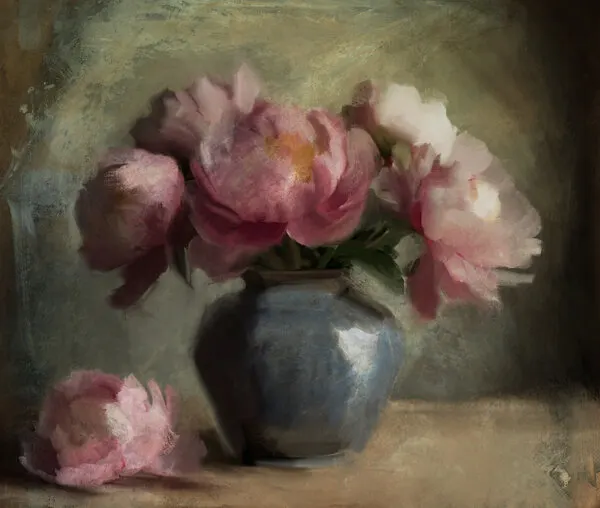 Pivoines En Rose, wall art by Dan Hobday