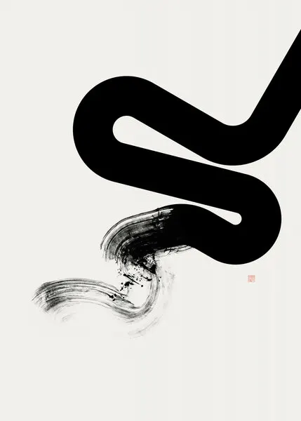 Zen Brushstroke Line, wall art by Thoth Adan
