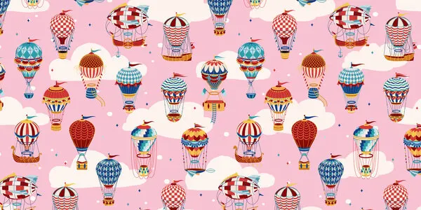 Whimsical Hot Air Balloons, wall art by Sue Skellern