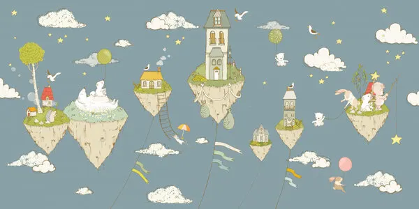 Whimsical Sky Islands, wall art by Sue Skellern