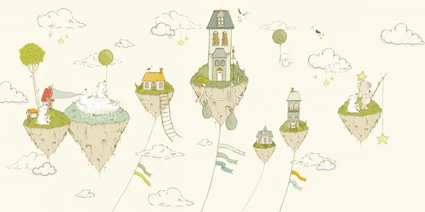 Whimsical Floating Islands, wall art by Sue Skellern