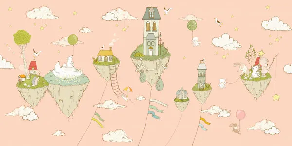 Floating Island Friends, wall art by Sue Skellern