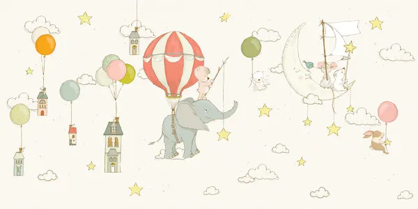 Dreamy Flying Animals, wall art by Sue Skellern