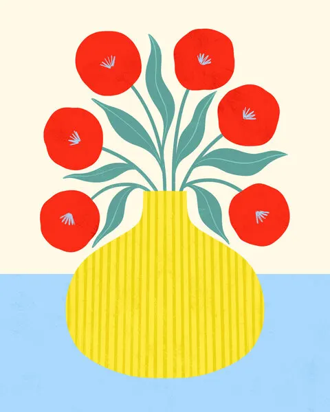 Red Flowers in Yellow Vase, wall art by Melissa Donne