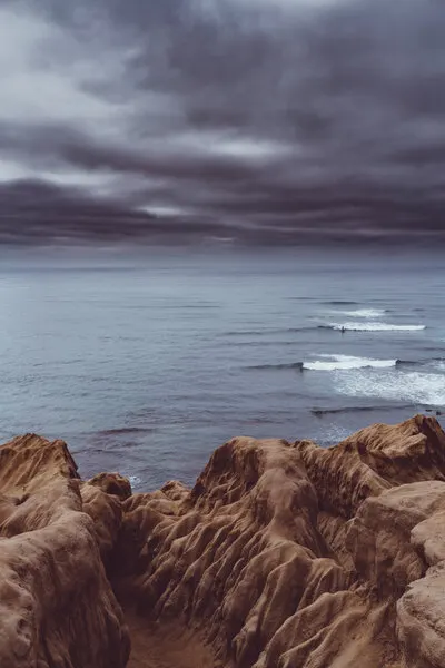 Moody Ocean Cliffs, wall art by Bethany Young