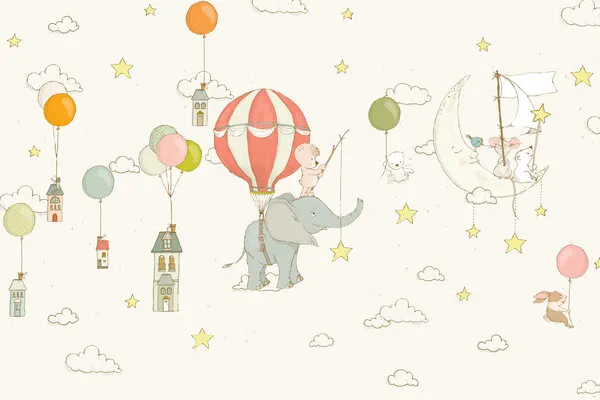 Whimsical Elephant Moon, wall art by Sue Skellern